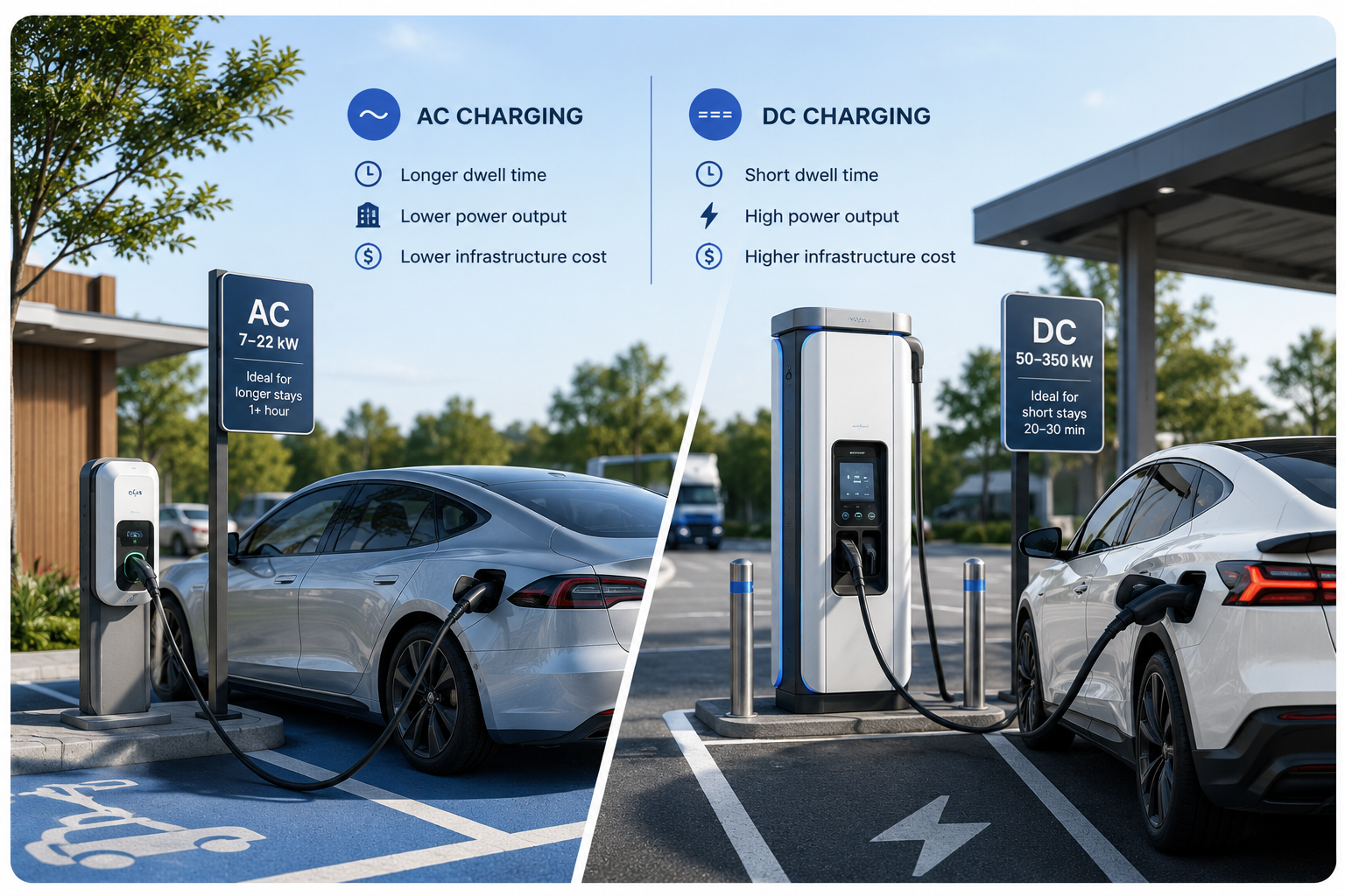 AC and DC EV charging installation