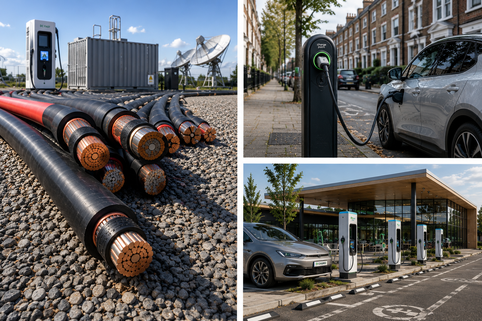 Illustrative visual representing DC cable thermal design for a rapid charging installation